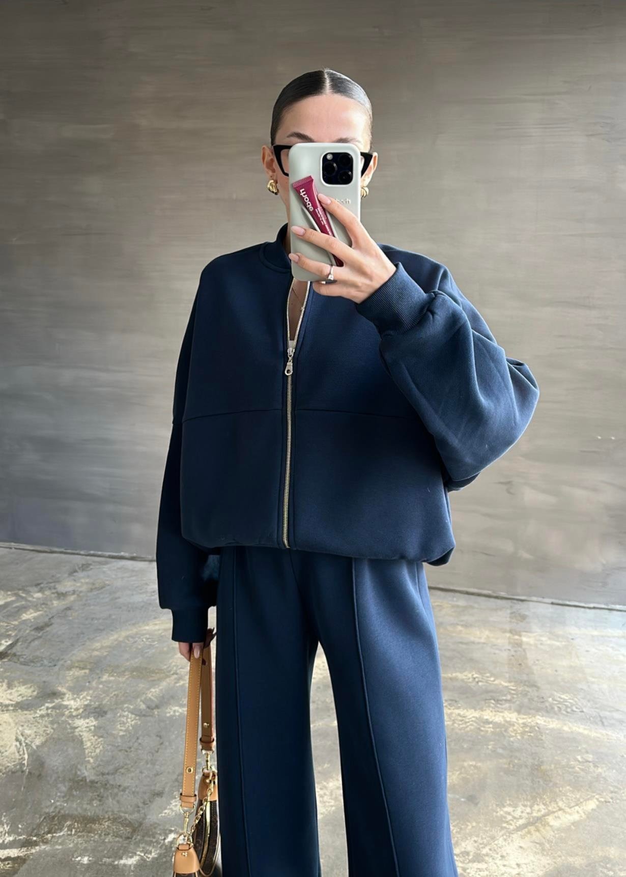 Önden Dikişli Şardonlu Takım LACİVERT