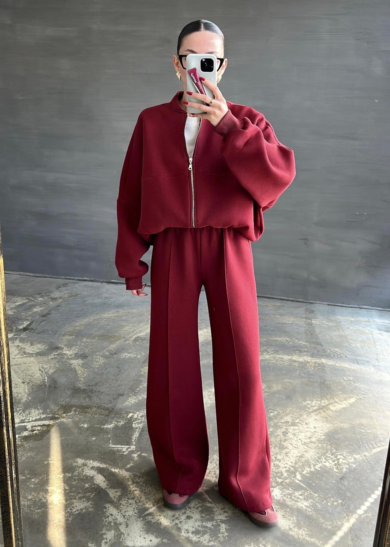 Önden Dikişli Şardonlu Takım BORDO