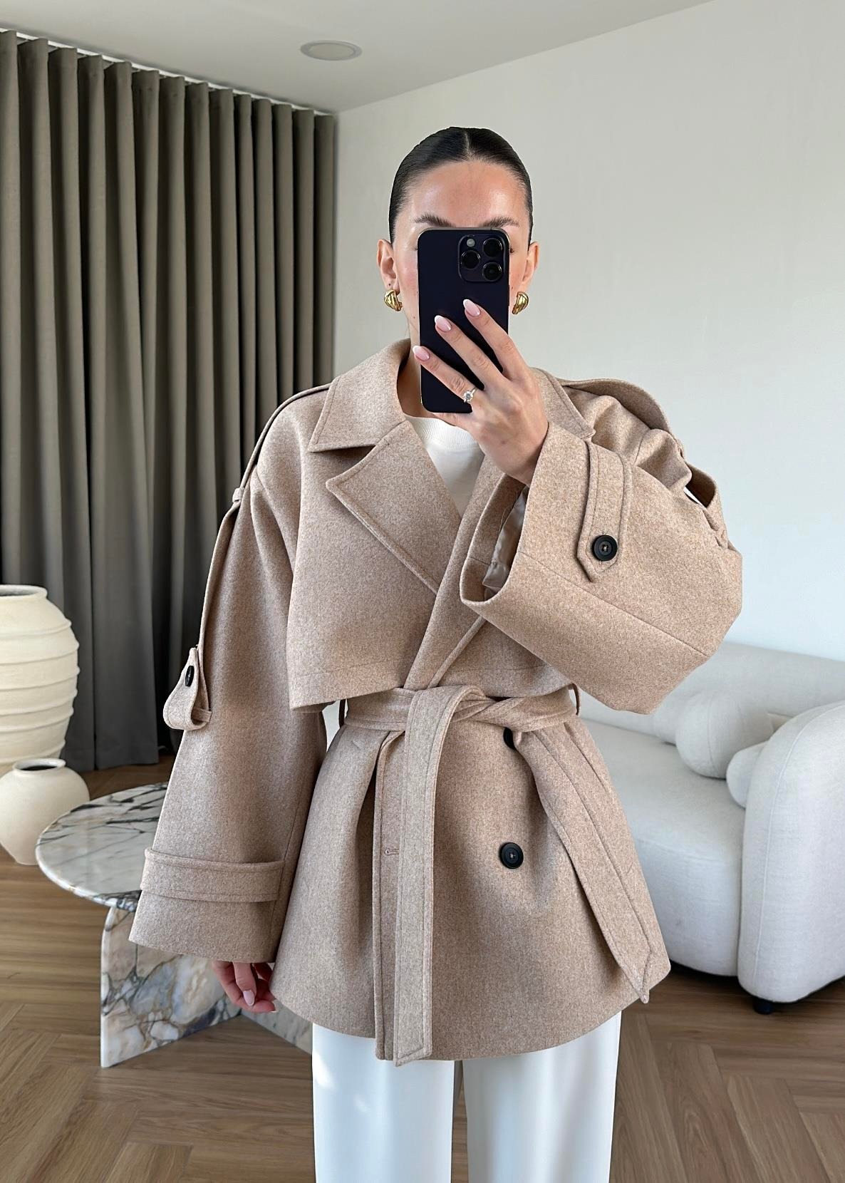 Ara Boy Kaşe Kaban BEJ